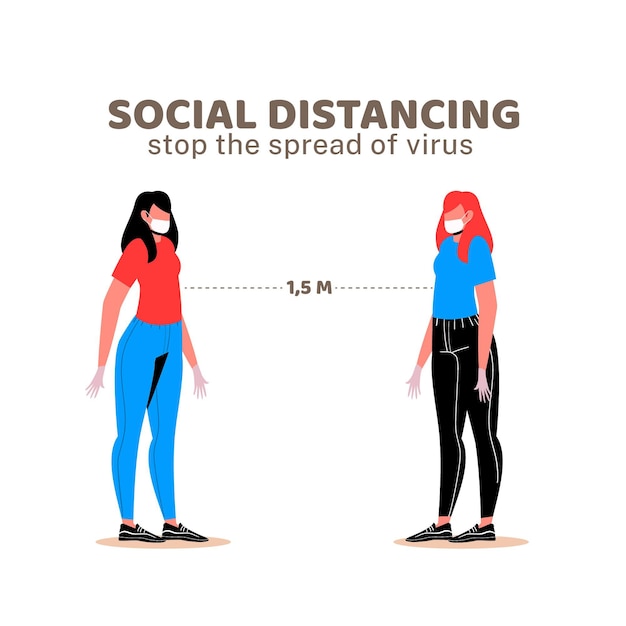 Sociaal afstands infographic concept