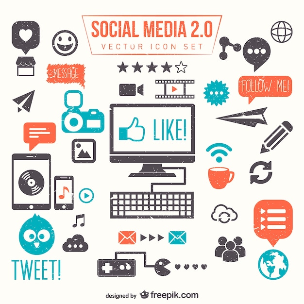 Gratis vector social media 2.0 vector set