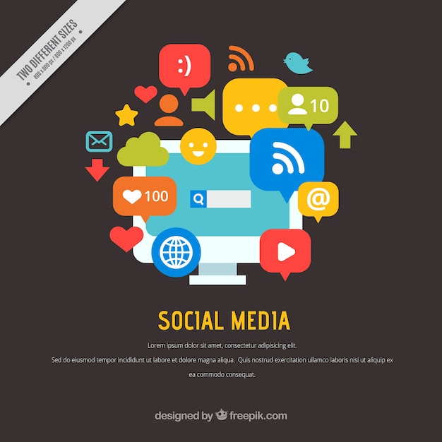 Gratis vector social media achtergrond in plat design