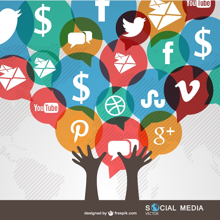 Gratis Vector social media communicatie wereldwijd