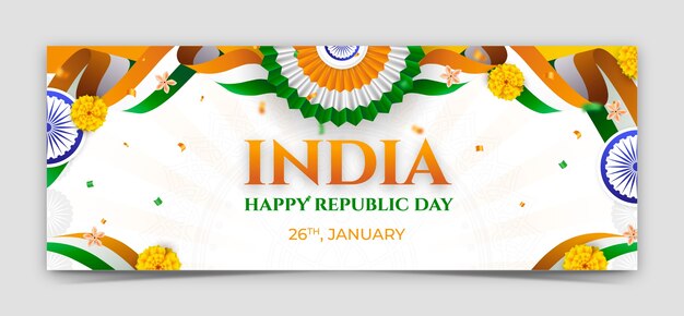 Social media cover template voor de Indiase Dag van de Republiek