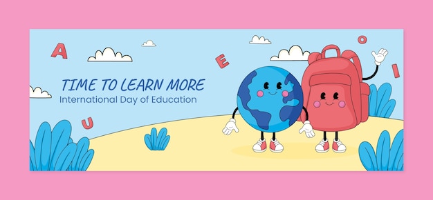 Social media cover template voor de internationale dag van het onderwijs