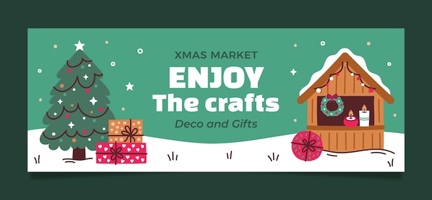 Gratis vector social media cover template voor de kerstmarkt