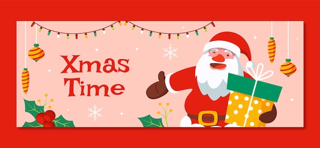 Gratis vector social media cover template voor de kerstmarkt