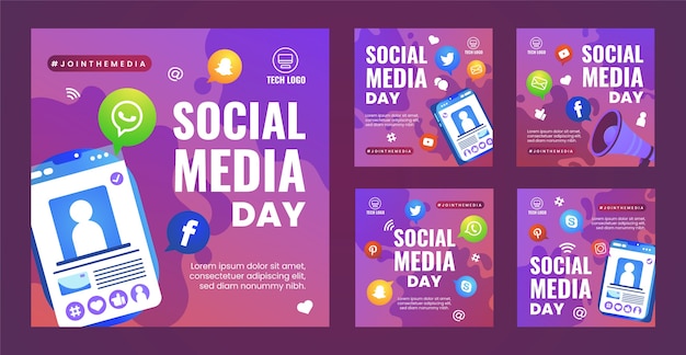 Gratis vector social media dag instagram posts sjabloon