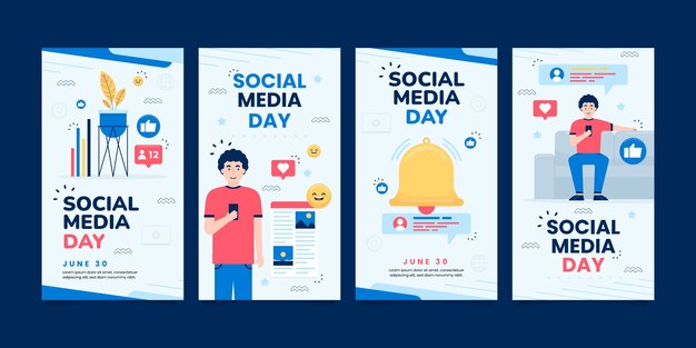 Gratis vector social media dag plat ig verhalenset