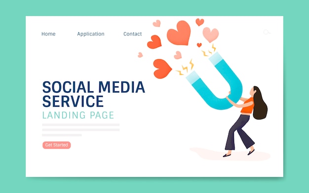 Social media-dienst bestemmingspagina lay-out vector