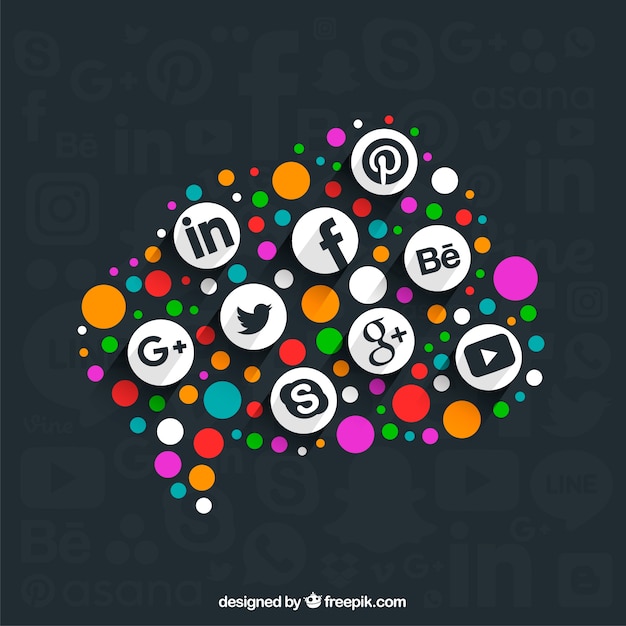 Gratis vector social media-elementen in een cloud-vorm