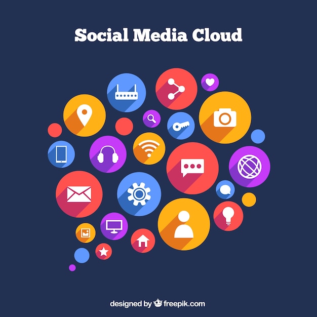 Gratis vector social media-elementen in een cloud-vorm