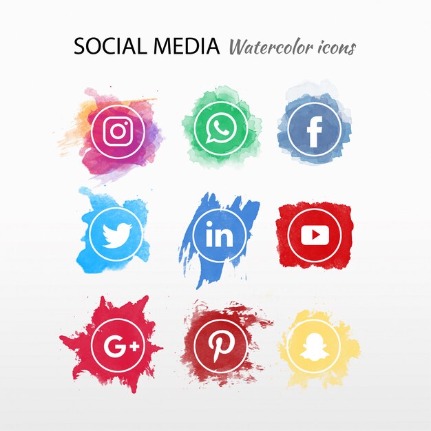 Social media logo collectie aquarel