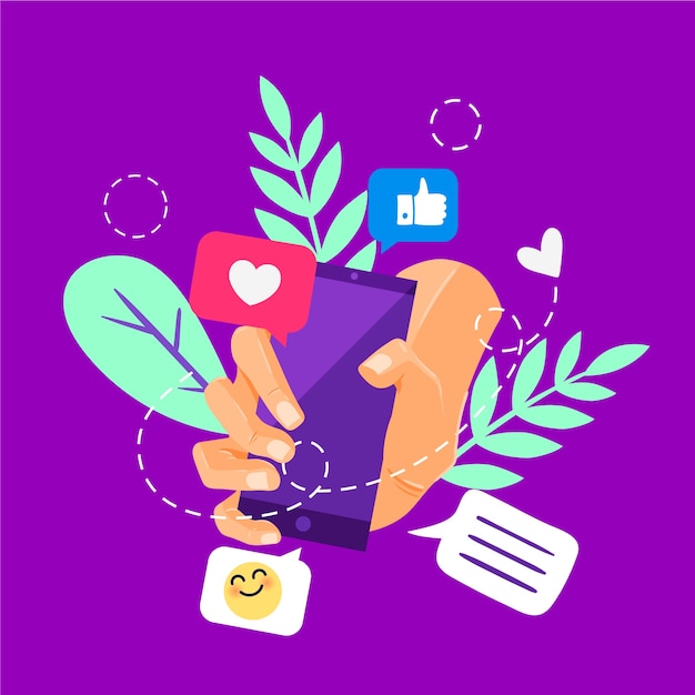 Gratis vector social media marketing op mobiel thema