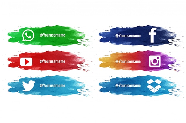 Gratis vector social media onderste derde splash aquarelcollectie