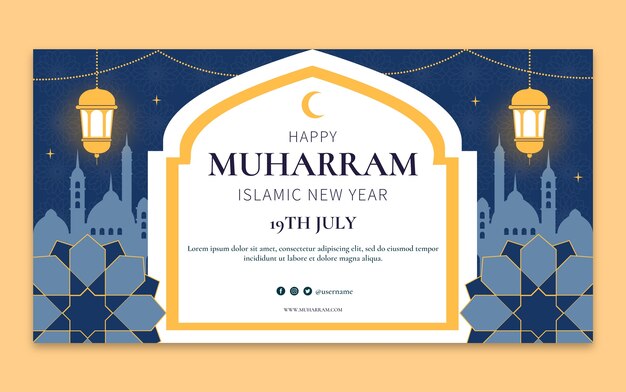 Social media postsjabloon voor islamitische nieuwjaarsviering