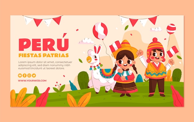 Social media postsjabloon voor peruaanse fiestas patrias-vieringen