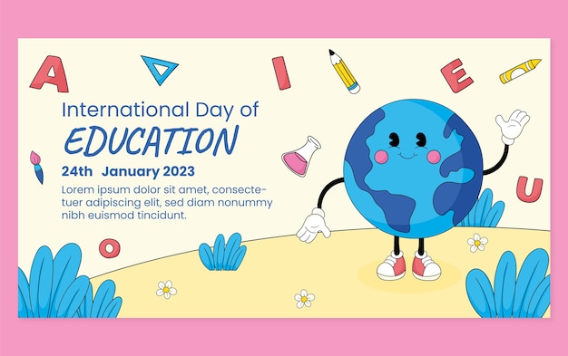 Social media promo sjabloon voor de internationale dag van het onderwijs