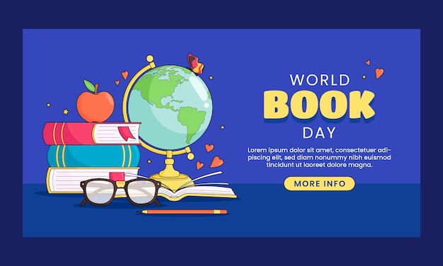 Gratis vector social media promo-sjabloon voor de viering van de wereldboekendag