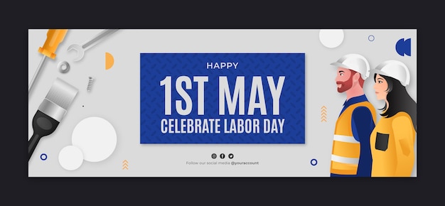 Social media voorbladsjabloon voor 1 mei viering van de dag van de arbeid