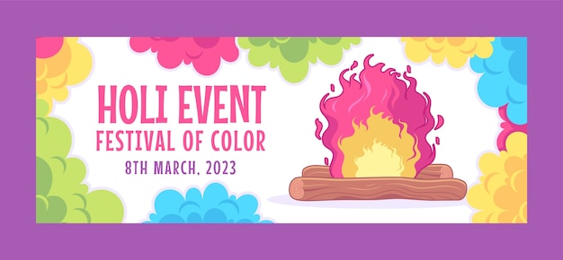 Gratis vector social media voorbladsjabloon voor holi festivalviering