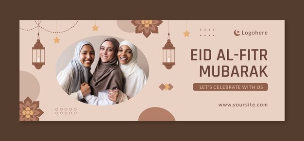 Social media voorbladsjabloon voor islamitische eid al-fitr-viering