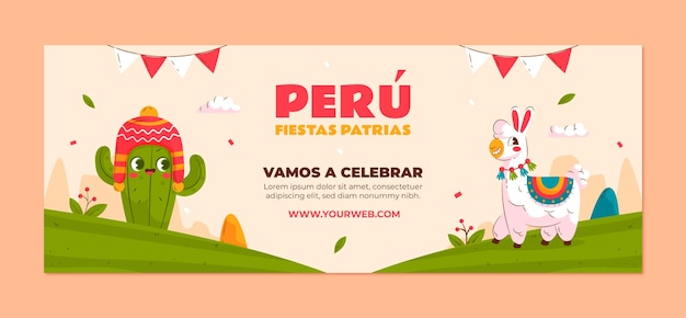 Social media voorbladsjabloon voor Peruaanse fiestas patrias-vieringen