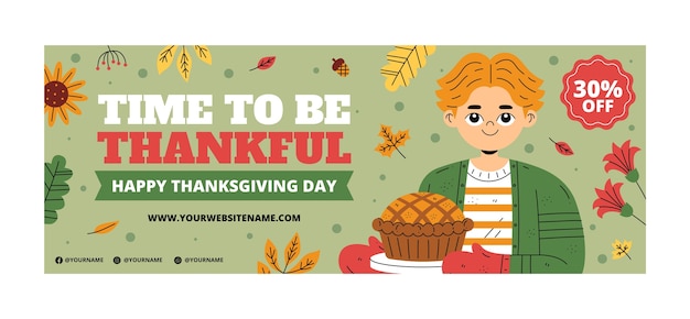 Gratis vector social media voorbladsjabloon voor thanksgiving-viering