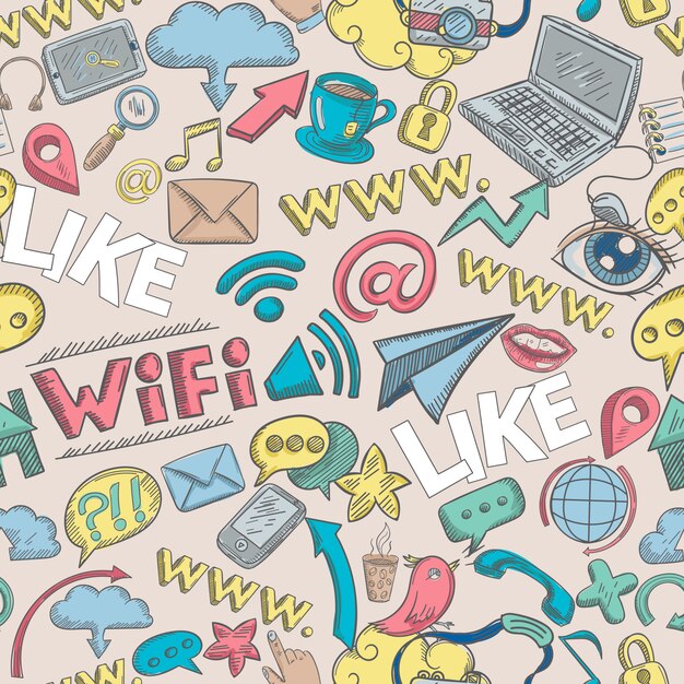 Sociale Doodle Naadloos