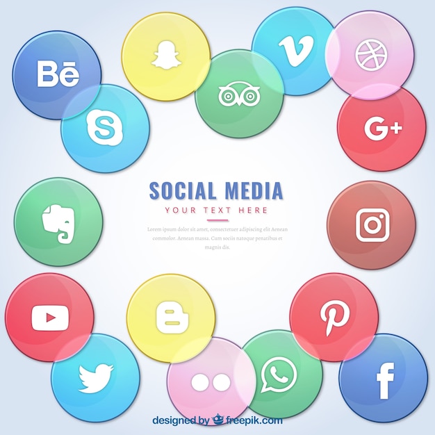 Sociale media achtergrond met gekleurde cirkels
