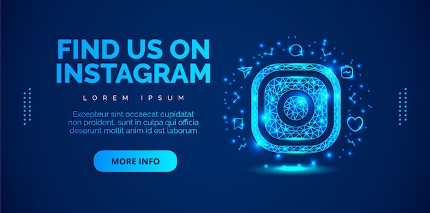 Sociale media instagram met blauwe achtergrond. Premium Vector