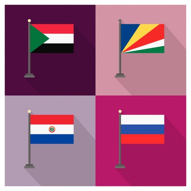 Gratis vector soedan seychellen paraguay en rusland vlaggen