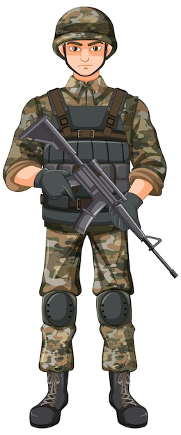 Gratis vector soldaat in uniform stripfiguur