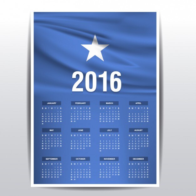 Gratis vector somalië kalender van 2016