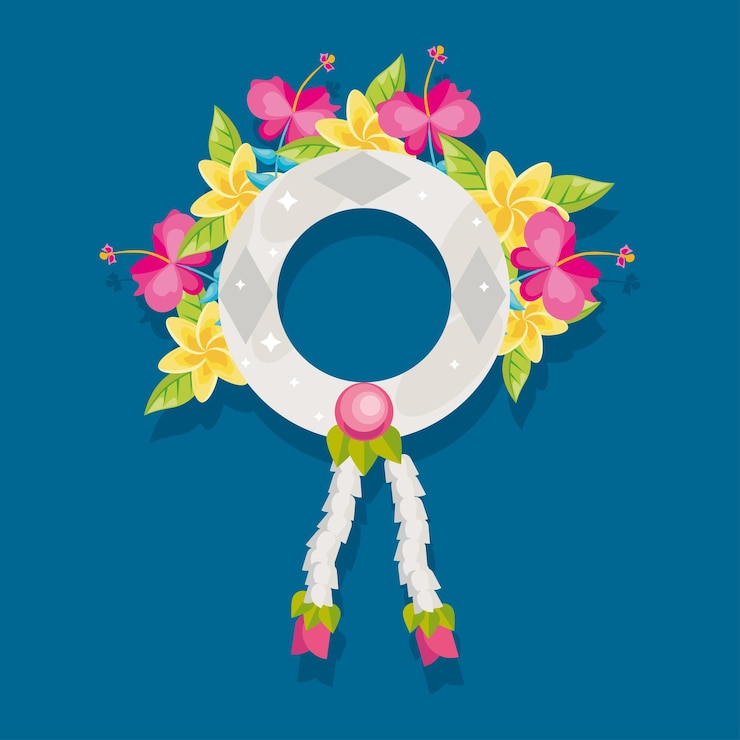 Gratis Vector songkran kroon met bloemen