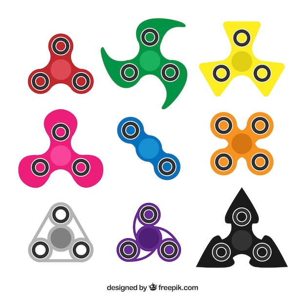 Gratis vector soorten gekleurde spinners