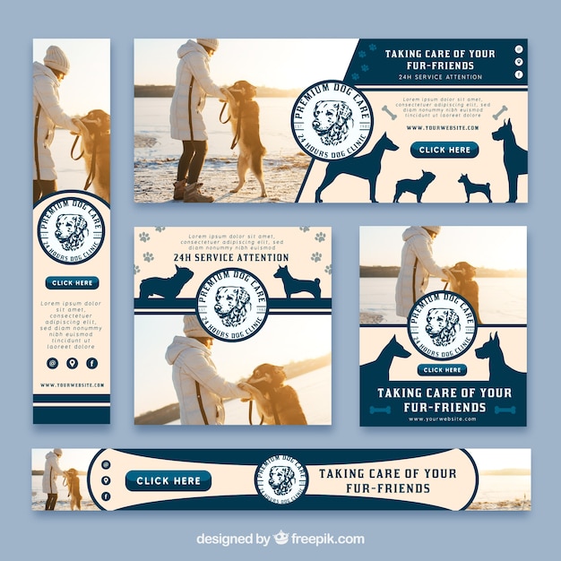 Gratis vector soorten set veterinaire banners