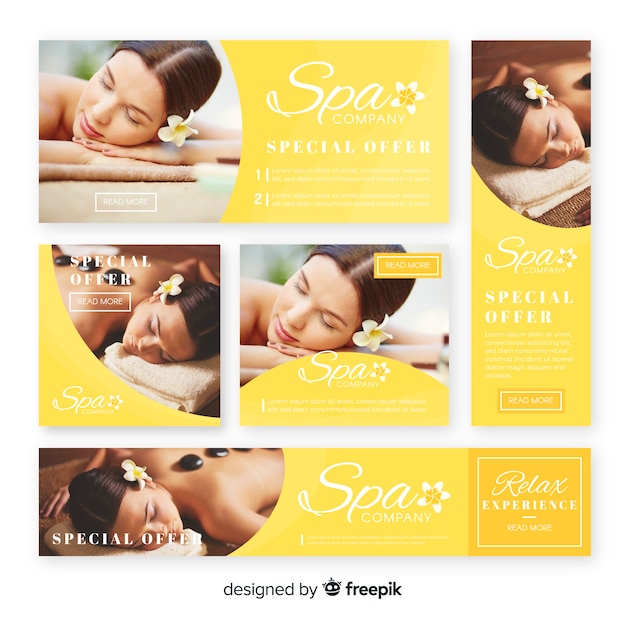 Gratis vector spa banner collectie met foto