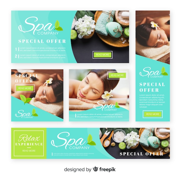 Gratis vector spa banner collectie met foto