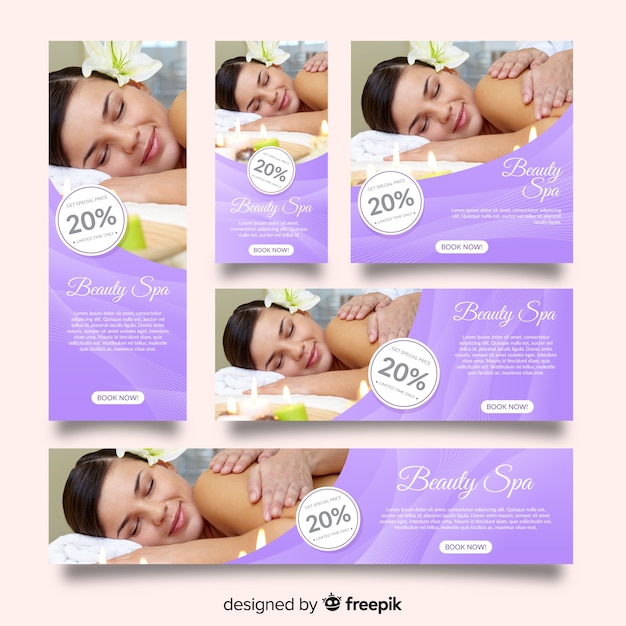 Gratis vector spa banner collectie met foto