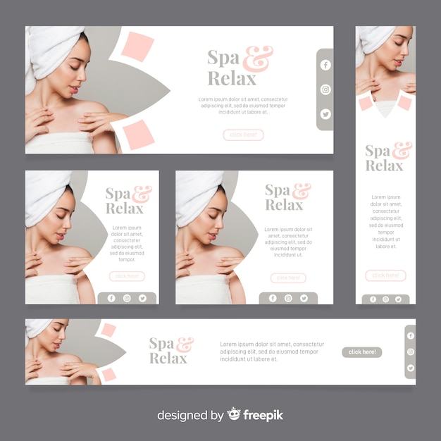 Gratis vector spa banner collectie met foto