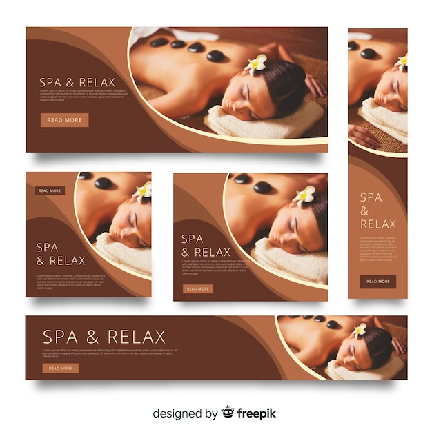 Gratis vector spa banners collectie met foto