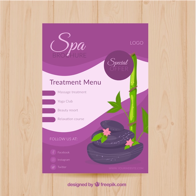 Spa flyer-sjabloon met platte ontwerp