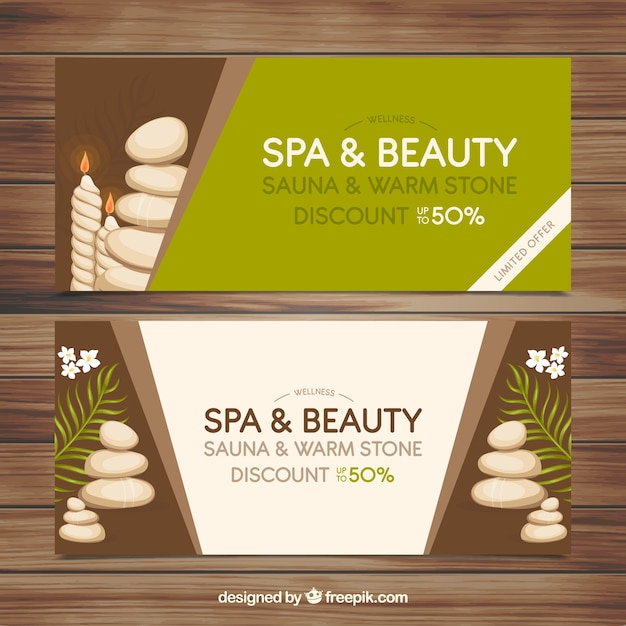 Gratis vector spa-therapie banners in platte ontwerp