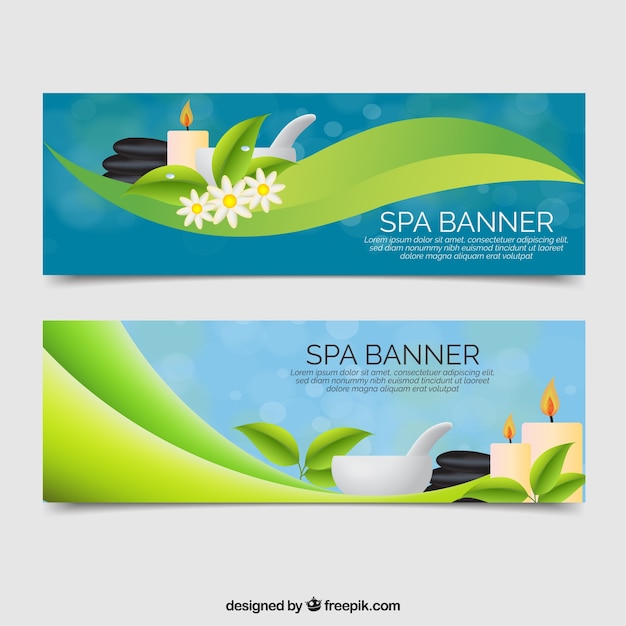 Spa-therapie banners in platte ontwerp