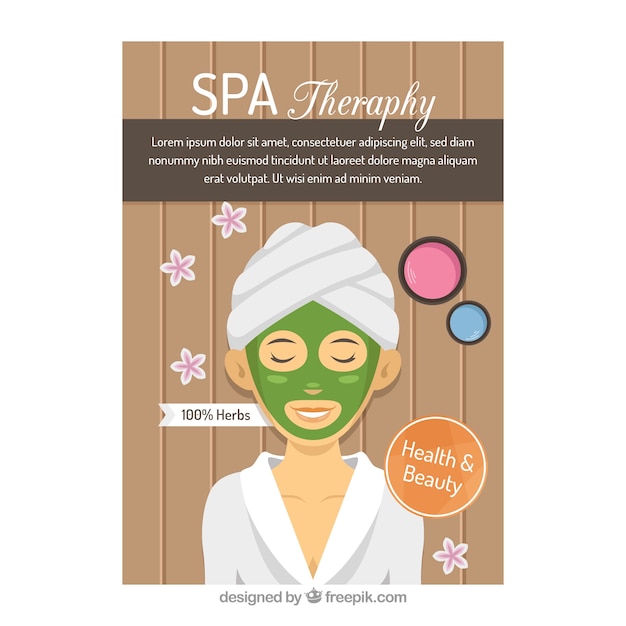 Gratis vector spa-therapieaffiche in plat ontwerp