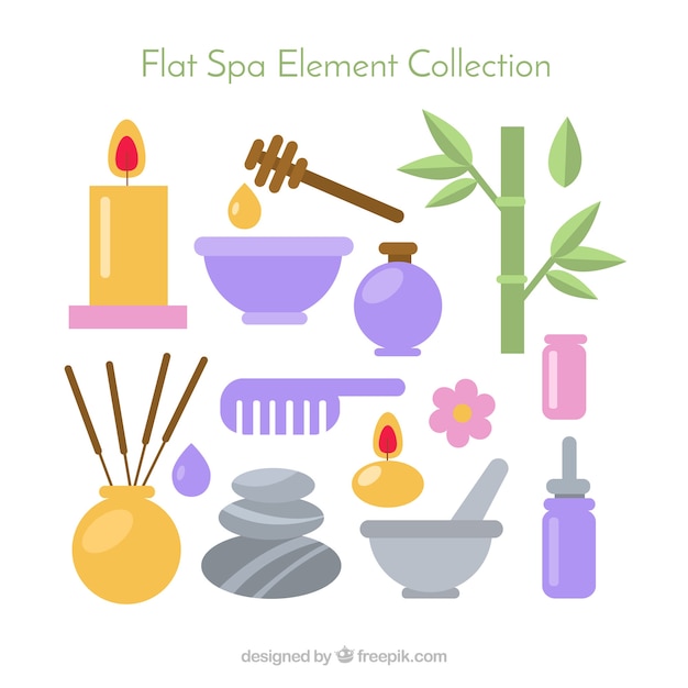 Gratis vector spa-verzameling van platte elementen