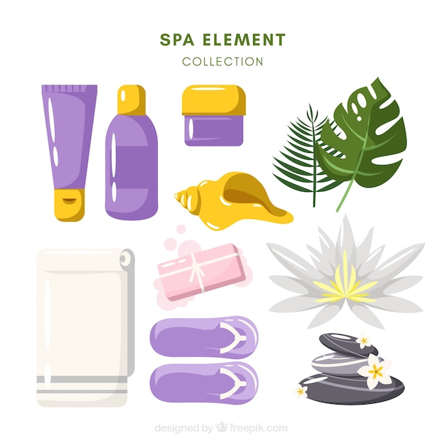 Gratis vector spa-verzameling van platte elementen