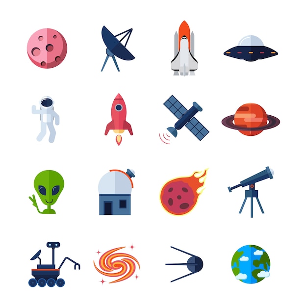 Gratis vector space icons flat
