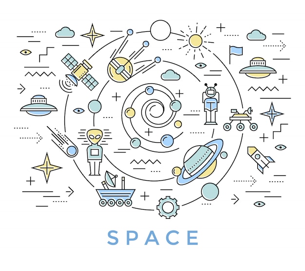 Gratis vector space line art