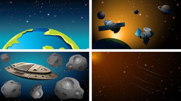 Gratis vector space scene set