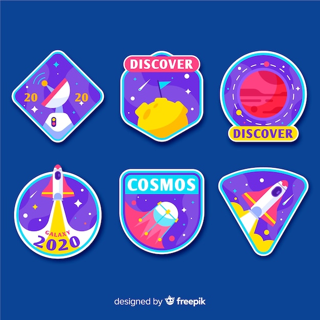 Gratis vector space sticker collectie illustratie ontwerp