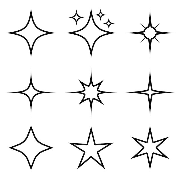 Gratis vector sparkle stars set kaderstijl